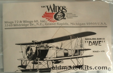 Vac Wings 1/72 Nakajima E8N1/2 Dave Floatplane, VW7238 plastic model kit